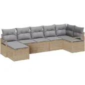 vidaXL Sofa Set 7 stk. Beige [Synthetisch]: Poly Rattan