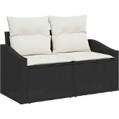 vidaXL Garten-Sofa mit Kissen 123 x 62 x 69 cm Poly-Rattan