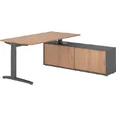 Hammerbacher Schreibtischkombi 160x80cm, Nussbaum/Graphit