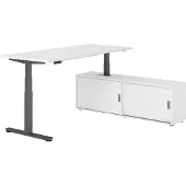 Hammerbacher Sitz-Steh Kombi 180x80cm, Weiss/Graphit