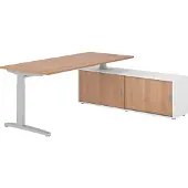 Hammerbacher Schreibtischkombi 180x80cm, Nussbaum/Silber