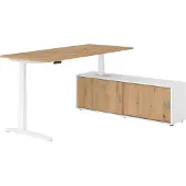 Hammerbacher Sitz-Steh Kombi 180x80cm, Asteiche/Weiss