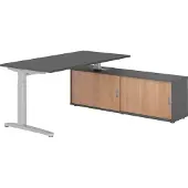 Hammerbacher Schreibtischkombi 160x80cm, Graphit/Silber