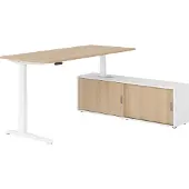 Hammerbacher Sitz-Steh Kombi 180x80cm, Eiche/Weiss