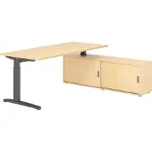 Hammerbacher Schreibtischkombi 180x80cm, Ahorn/Graphit