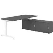 Hammerbacher Schreibtischkombi 180x80cm, Graphit/Weiss