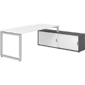 Hammerbacher Schreibtischkombi 180x80cm, Weiss/Silber