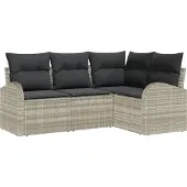 vidaXL Gartensofa-set 4 stk. Hellgrau Poly-Rattan
