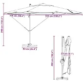 vidaXL Sonnenschirm Bordeauxrot 351 x 250 x 260 cm