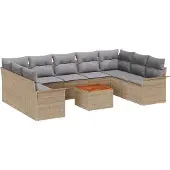 vidaXL Gartensofa-set 10 stk. 9-Sitzanzahl Beige und Hellgrau