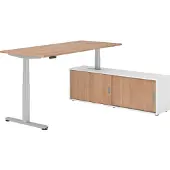 Hammerbacher Sitz-Steh Kombi 180x80cm, Nussbaum/Silber