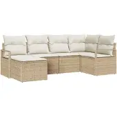 vidaXL Sofa Set 6 stk. Beige [Synthetisch]: Poly Rattan