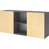Hammerbacher Sideboard 2OH mit Schiebetüren Graphit/Ahorn