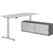 Hammerbacher Sitz-Steh Kombi 180x80cm, Grau/Silber