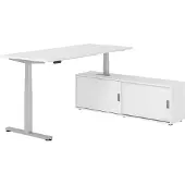 Hammerbacher Sitz-Steh Kombi 180x80cm, Weiss/Silber