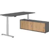 Hammerbacher Sitz-Steh Kombi 180x80cm, Graphit/Silber