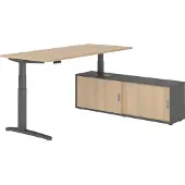Hammerbacher Sitz-Steh Kombi 180x80cm, Eiche/Graphit