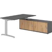 Hammerbacher Schreibtischkombi 160x80cm, Graphit/Silber