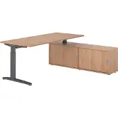 Hammerbacher Schreibtischkombi 180x80cm, Nussbaum/Graphit