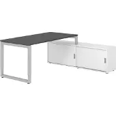 Hammerbacher Schreibtischkombi 160x80cm, Graphit/Silber