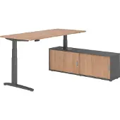 Hammerbacher Sitz-Steh Kombi 180x80cm, Nussbaum/Graphit