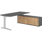 Hammerbacher Schreibtischkombi 180x80cm, Graphit/Silber