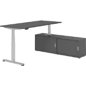 Hammerbacher Sitz-Steh Kombi 180x80cm, Graphit/Silber