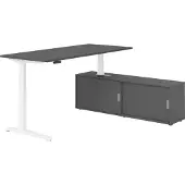 Hammerbacher Sitz-Steh Kombi 180x80cm, Graphit/Weiss