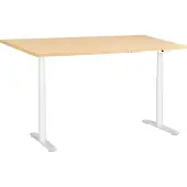 Beliani Schreibtisch Hellbraun u. Weiß Melamin 160x72cm Elektrisch Höhenverstellbar Rechteckig USB Metallgestell Modern Büro Steh-Sitz-Tisch Stehtisch