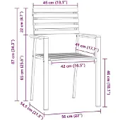 vidaXL Garten Essgruppe 3 pcs Braun Massives Akazienholz und Edelstahl