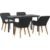 vidaXL Garten Essgruppe mit Kissen 5 pcs Schwarz Poly-Rattan