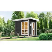 Weka Saunahaus "Design-Saunahaus KUOPIO 2" Blockbohlen im wekaLine-Profil, bodentiefes Fensterelement