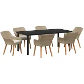 vidaXL Garten Essgruppe 7 stk. Beige Poly-Rattan
