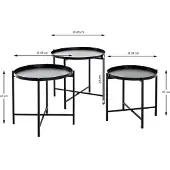 Haku Beistelltisch Couchtisch 3er Set schwarz - Metall, B/H/T: 39/43/48x37/40/43x39/43/48 cm