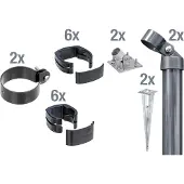 Alberts Zaunanschluss-Set für Wellengittertor an Schweißgitter Fix-Clip Pro, Höhe 102 cm, mit Einschlagbodenhülse, anthrazit, 2er-Set