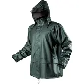 Neo Tools Jacket PU/PVC – Arbeit Jacke – Wasserdichte Softshell mit Kapuze – Grün - Gr. L