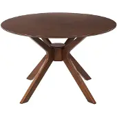 Beliani Esszimmertisch Dunkles Mahagoni Holz ø 120 cm Füße in Sternform Gummibaumholz und MDF-Platte Runder Tisch Retro-inspiriertes Design Modern