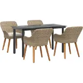 vidaXL Garten Essgruppe 5 stk. Beige Poly-Rattan