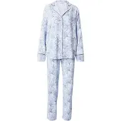 Triumph Pyjama "Boyfriend Fit PW 03", Damen, Gr. 46, blau (combina blau), Single Jersey, Obermaterial: 100% Viskose, bequem lang, V-Ausschnitt, Homewear-Sets Pyjama, bequem und stilvoll