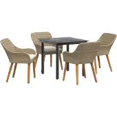 vidaXL Garten Essgruppe 5 stk. Beige Poly-Rattan