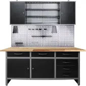 Ondis24 Werkstatt-Set "Karsten" 160 cm, mit LED Touch-Lampen, inkl. Hakenset