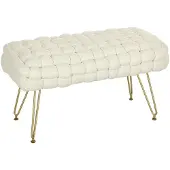 HOMCOM Sitzhocker-76L x 38B x 41,5H cm-Cremeweiß | Gr.: onesize