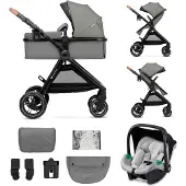 Kinderkraft ESME 2-in-1 Kinderwagen bis 25 kg, Travel System mit Adaptern, große gefederte TPE-Räder, komplett mit Zubehör, kompakt faltbar, Schwarz
