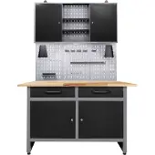 Ondis24 Werkstatt-Set "Werner" 120 cm, mit Lochwandsystem inkl. Haken, mit LED