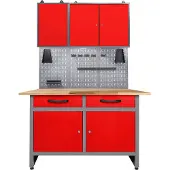 Ondis24 Werkstatt-Set 120 cm, mit Lochwandsystem inkl. Haken, mit LED