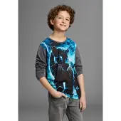 Kidsworld Langarmshirt "PANTHER, Fotoprint" Shirt mit Fotodruck, Gecko