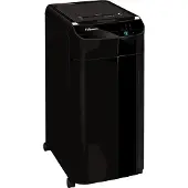 Fellowes Aktenvernichter AutoMax 450C, Vollautomatik, Partikelschnitt 4 x 38 mm, P-4, 68 l, 450 Blatt Schnittleistung, mobil, schwarz