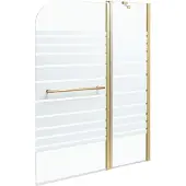 Beliani Badewannenaufsatz Gold Sicherheitsglas u. Aluminiumprofil 140 Hoch 120 cm Breit 2-Teilig mit Schwingtür Griff Festteil Modern für Badezimmer
