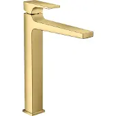 Hansgrohe Metropol Einhebel-Waschtischmischer 260 mit Hebelgriff für Aufsatzwaschtische mit Push-Open Ablaufgarnitur, Polished Gold Optic