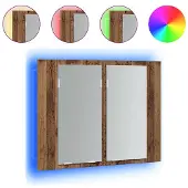 vidaXL LED-Spiegelschrank Altholz-Optik 60x12x45 cm Holzwerkstoff